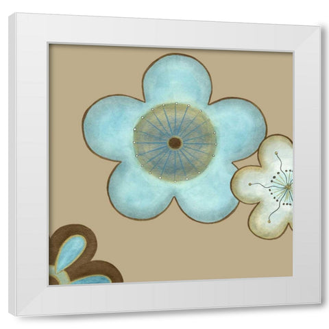 Small Pop Blossoms in Blue II  White Modern Wood Framed Art Print by Vess, June Erica