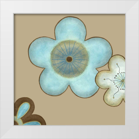 Small Pop Blossoms in Blue II  White Modern Wood Framed Art Print by Vess, June Erica