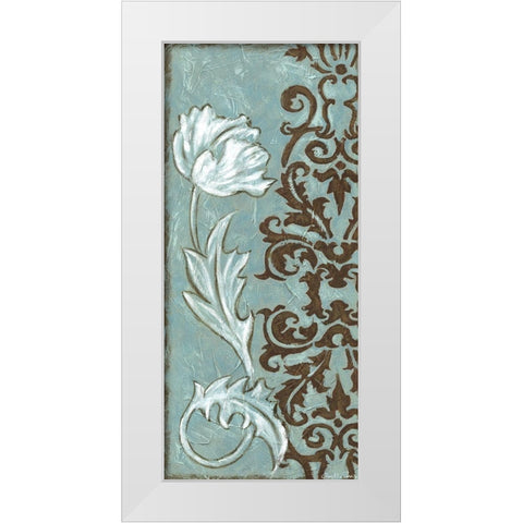 Floral and Damask I White Modern Wood Framed Art Print by Zarris, Chariklia