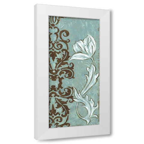 Floral and Damask II White Modern Wood Framed Art Print by Zarris, Chariklia