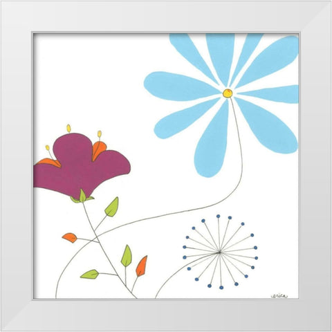 Playful Blooms II White Modern Wood Framed Art Print by Vess, June Erica
