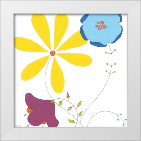Playful Blooms III White Modern Wood Framed Art Print by Vess, June Erica