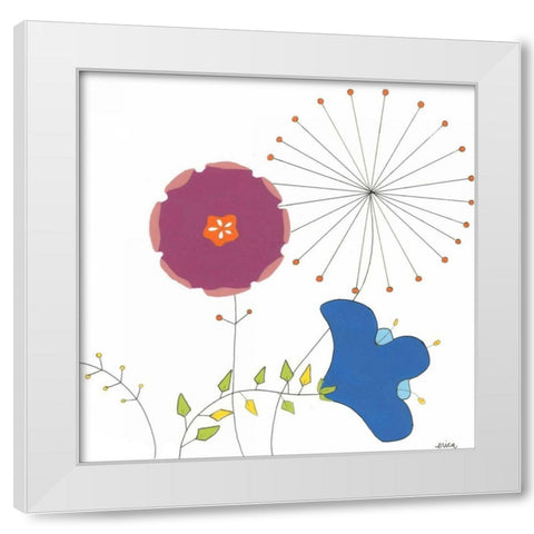 Playful Blooms IV White Modern Wood Framed Art Print by Vess, June Erica