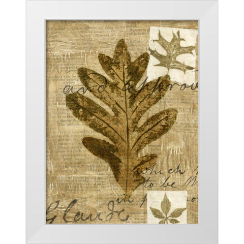 Leaf Collage I White Modern Wood Framed Art Print by Archie, K.