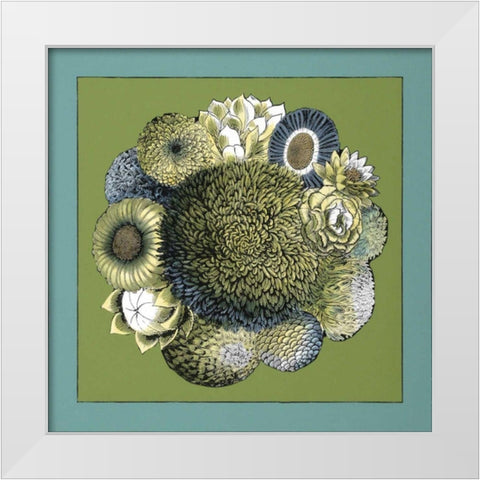 Small Celadon Bouquet I White Modern Wood Framed Art Print by Zarris, Chariklia