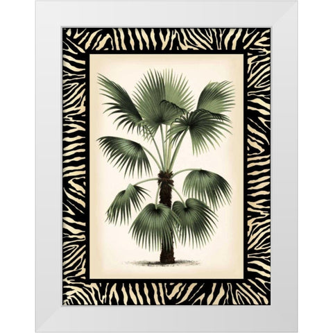 Small Palm in Zebra Border II White Modern Wood Framed Art Print by Vision Studio