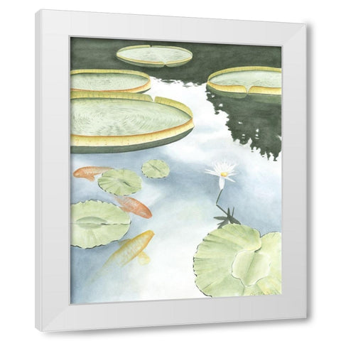 Koi Reflection I White Modern Wood Framed Art Print by Zarris, Chariklia