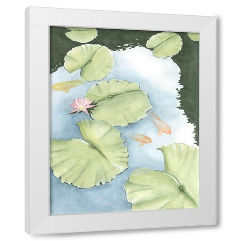 Koi Reflection II White Modern Wood Framed Art Print by Zarris, Chariklia