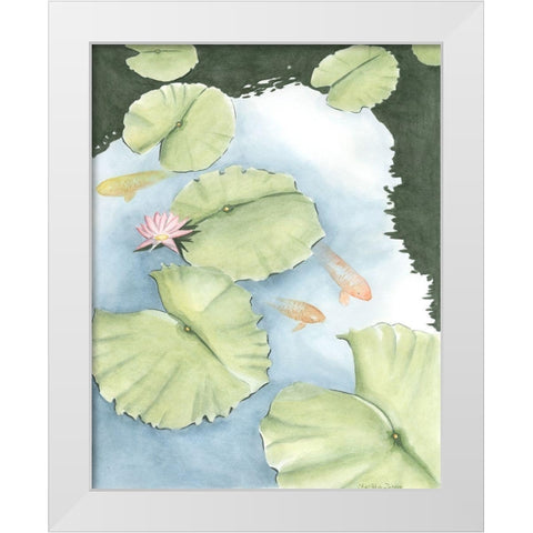 Koi Reflection II White Modern Wood Framed Art Print by Zarris, Chariklia