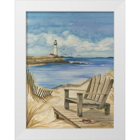 Lighthouse View I White Modern Wood Framed Art Print by Throckmorton, Jay