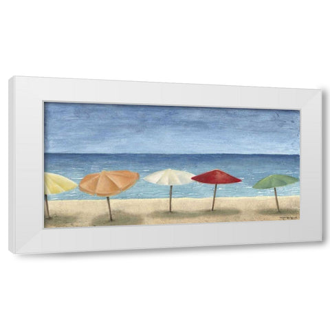 Ocean Umbrellas I White Modern Wood Framed Art Print by Meagher, Megan