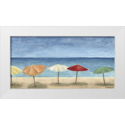 Ocean Umbrellas I White Modern Wood Framed Art Print by Meagher, Megan
