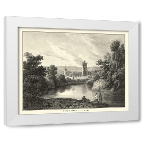 Gilknocky Tower White Modern Wood Framed Art Print by J. Greig