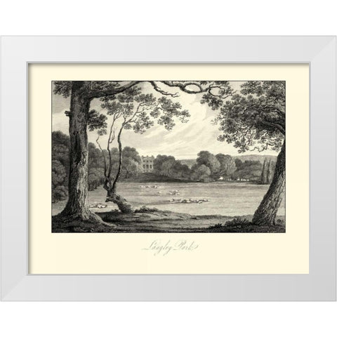 View of Langley Park White Modern Wood Framed Art Print by Hakewill, James