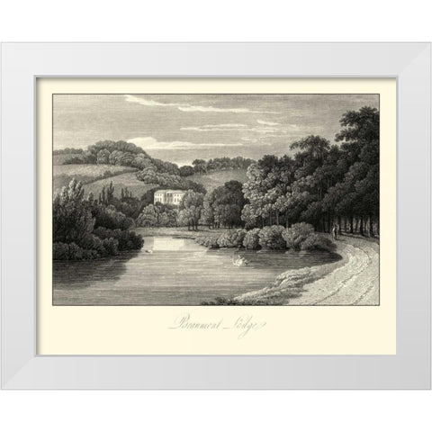 View of Beaumont Lodge White Modern Wood Framed Art Print by Hakewill, James