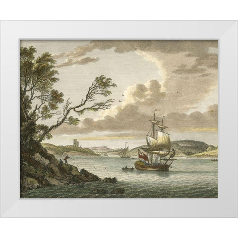 Benton Castle, Milford Haven White Modern Wood Framed Art Print by Sandby, P.