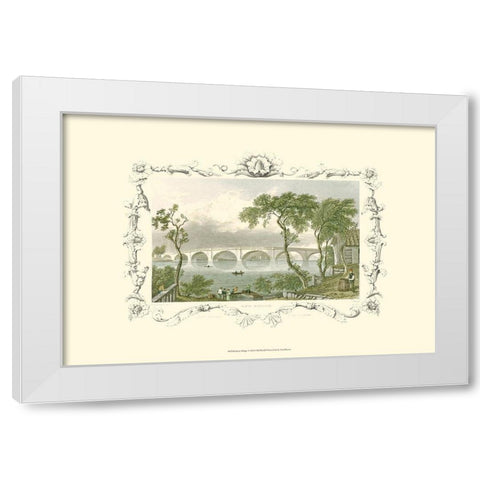 Kew Bridge White Modern Wood Framed Art Print by Tombleson