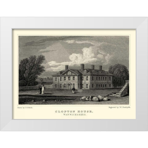 Clopton Hall White Modern Wood Framed Art Print by Neale, J.P.