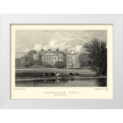 Markeaton Hall White Modern Wood Framed Art Print by Neale, J.P.