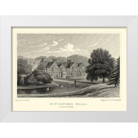 Pitchford Hall White Modern Wood Framed Art Print by Neale, J.P.