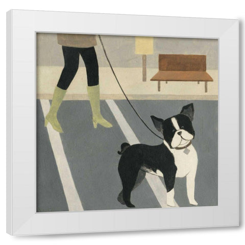 City Dogs III White Modern Wood Framed Art Print by Meagher, Megan
