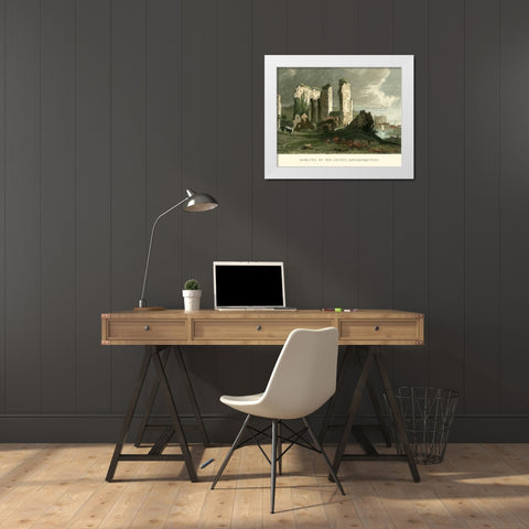 Remains of Priory, Haverford West White Modern Wood Framed Art Print by Allom, T.