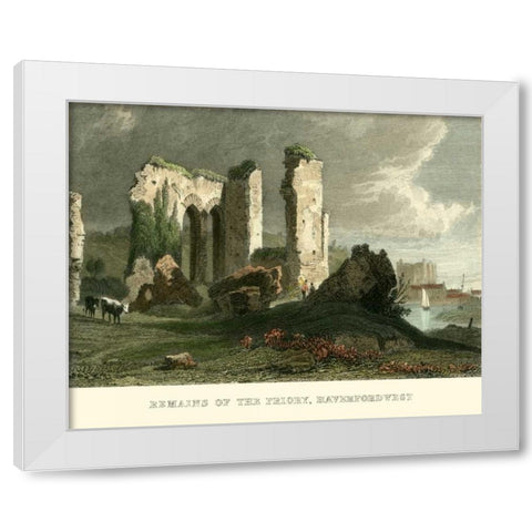 Remains of Priory, Haverford West White Modern Wood Framed Art Print by Allom, T.