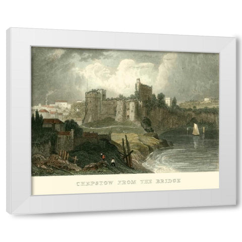 Chepstow from the Bridge White Modern Wood Framed Art Print by Allom, T.