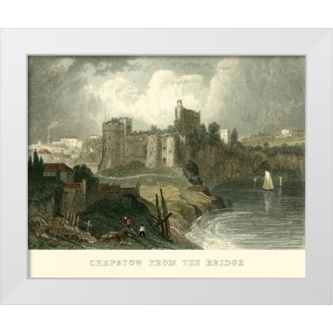 Chepstow from the Bridge White Modern Wood Framed Art Print by Allom, T.