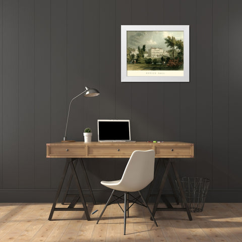 Hewick Hall White Modern Wood Framed Art Print by Allom, T.