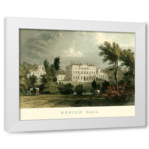 Hewick Hall White Modern Wood Framed Art Print by Allom, T.