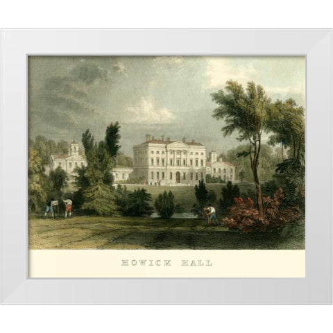 Hewick Hall White Modern Wood Framed Art Print by Allom, T.