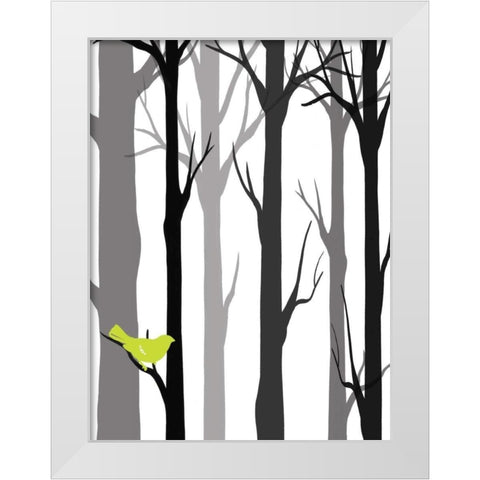 Forest Silhouette I White Modern Wood Framed Art Print by Vess, June Erica