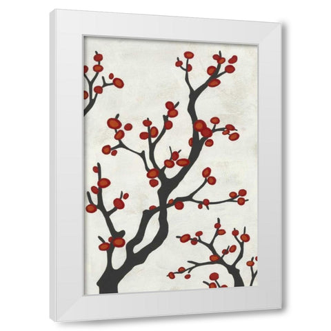 Red Berry Branch I White Modern Wood Framed Art Print by Vess, June Erica