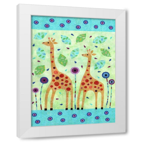 Giraffe Pair White Modern Wood Framed Art Print by Conway, Kim