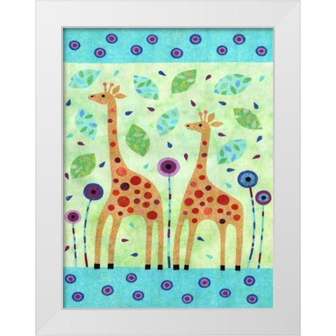Giraffe Pair White Modern Wood Framed Art Print by Conway, Kim