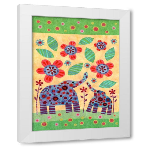Elephant Pair White Modern Wood Framed Art Print by Conway, Kim