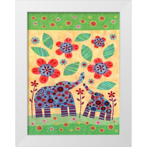 Elephant Pair White Modern Wood Framed Art Print by Conway, Kim