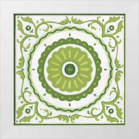 Folk Tile II White Modern Wood Framed Art Print by Vess, June Erica