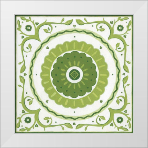 Folk Tile III White Modern Wood Framed Art Print by Vess, June Erica