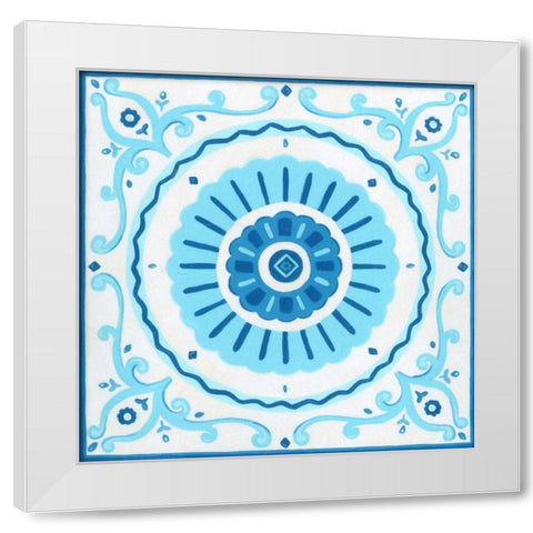 Folk Tile IV White Modern Wood Framed Art Print by Vess, June Erica