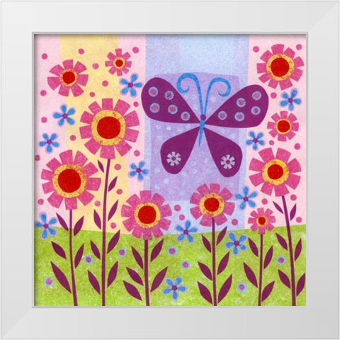 Butterfly Meadow White Modern Wood Framed Art Print by Conway, Kim