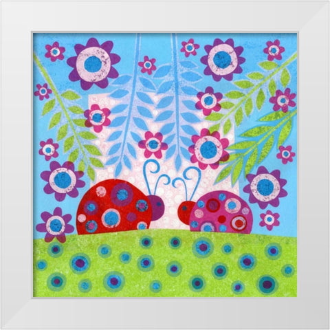 Ladybug Spots White Modern Wood Framed Art Print by Conway, Kim