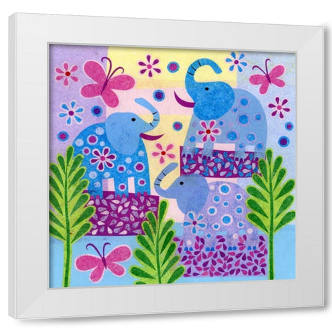 Elephant Sunshine White Modern Wood Framed Art Print by Conway, Kim
