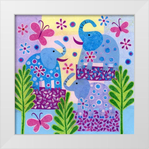 Elephant Sunshine White Modern Wood Framed Art Print by Conway, Kim