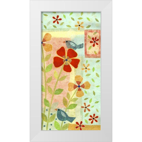 Little Birds II White Modern Wood Framed Art Print by Conway, Kim