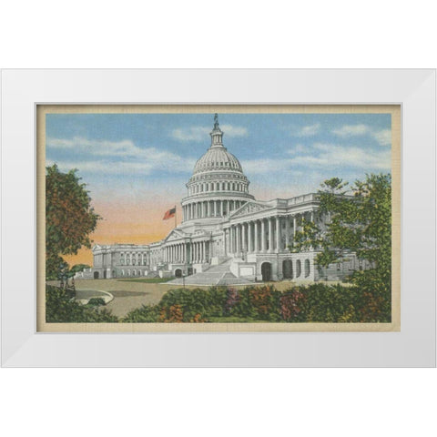 Capitol Building, Washington, D.C. White Modern Wood Framed Art Print by Unknown