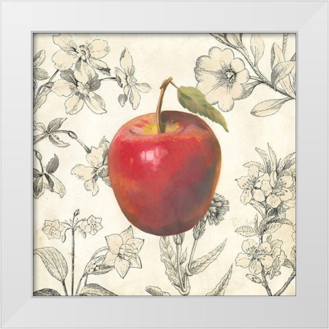 Apple and Botanicals White Modern Wood Framed Art Print by Meagher, Megan