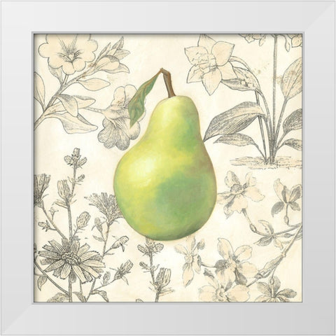 Pear and Botanicals White Modern Wood Framed Art Print by Meagher, Megan