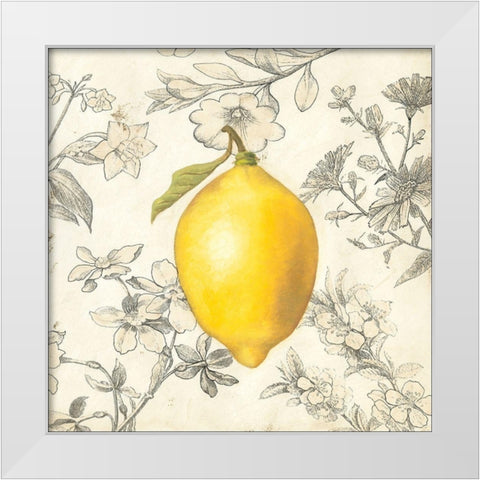 Lemon and Botanicals White Modern Wood Framed Art Print by Meagher, Megan